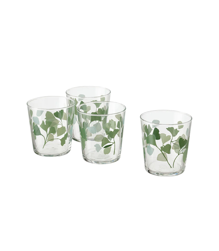 Clear glass leaf patterend pack of 4-img